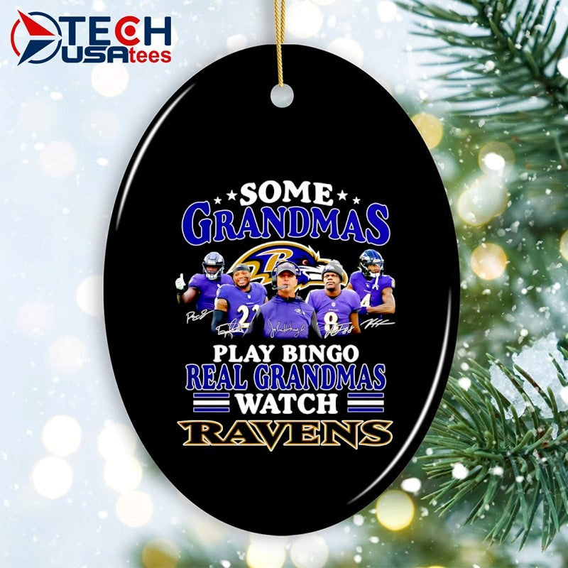 Some grandmas play bingo real grandmas watch Baltimore Ravens signatures shirt