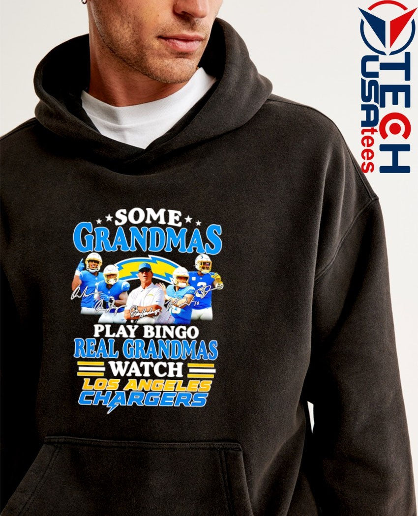Some grandmas play bingo real grandmas watch Los Angeles Chargers signatures shirt