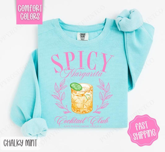 Spicy Margarita Comfort Colors Sweatshirt, Cute Cocktail Sweater, Trendy Margarita Crewneck