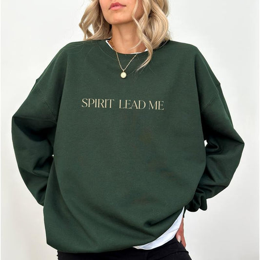 Spirit Lead Me Sweatshirt, Minimalist Christian Sweatshirt, Bible Verse Crewneck, Jesus Sweater, Christian Gift Shirt, Love and Grace, Spiritual Mom Tops, Comfy Long Sleeve Pullover, Oversized Women's Tops, Casual Womenswear, Comfort Fabric Cotton Top