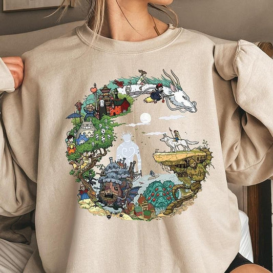 Spirited Away Studio Ghibli Sweatshirt, Hayao Miyazaki, Ghibli Totoro Shirt Gift, Ghibli No Face Shirt, Howl's Moving Castle shirt, Calciferstyle{n002}2