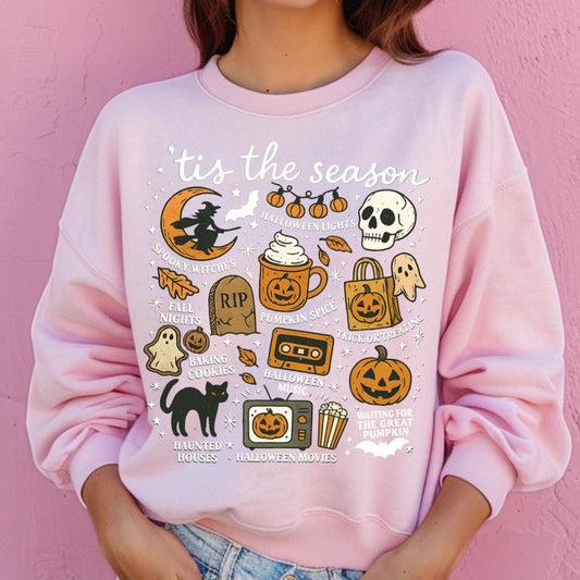 Spooky Doodles Halloween Sweatshirt ~ Unisex Apparel Relaxed Fit Printed In The USA Clothing Womenswear Casual Comfort Cotton Top Athletic Boho Chic