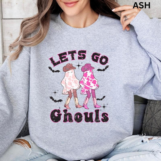 Spooky Season Crewneck, Let's go Ghouls Sweatshirt, Oversized Halloween Graphic Crewneck, Retro Halloween Crewneck, Cotton Pullover Spooky Season Sweater