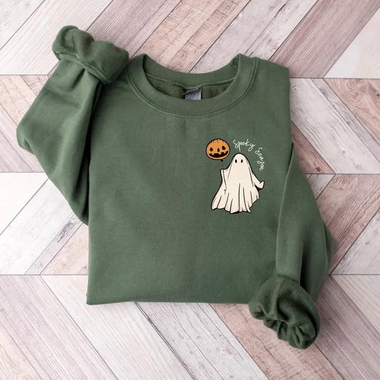 Spooky Season Ghost Pumpkin Sweatshirt, Fall Halloween Sweatshirt, Pumpkin Fall Shirt, Cute And Scary Ghost Shirt, Autumn Shirt, Spooky Sweatshirt