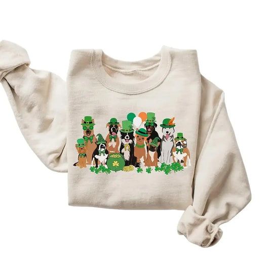 St Patricks Day Dogs Crewneck Sweatshirt, Hoodie, T-shirt, St. Patrick's Day Gifts