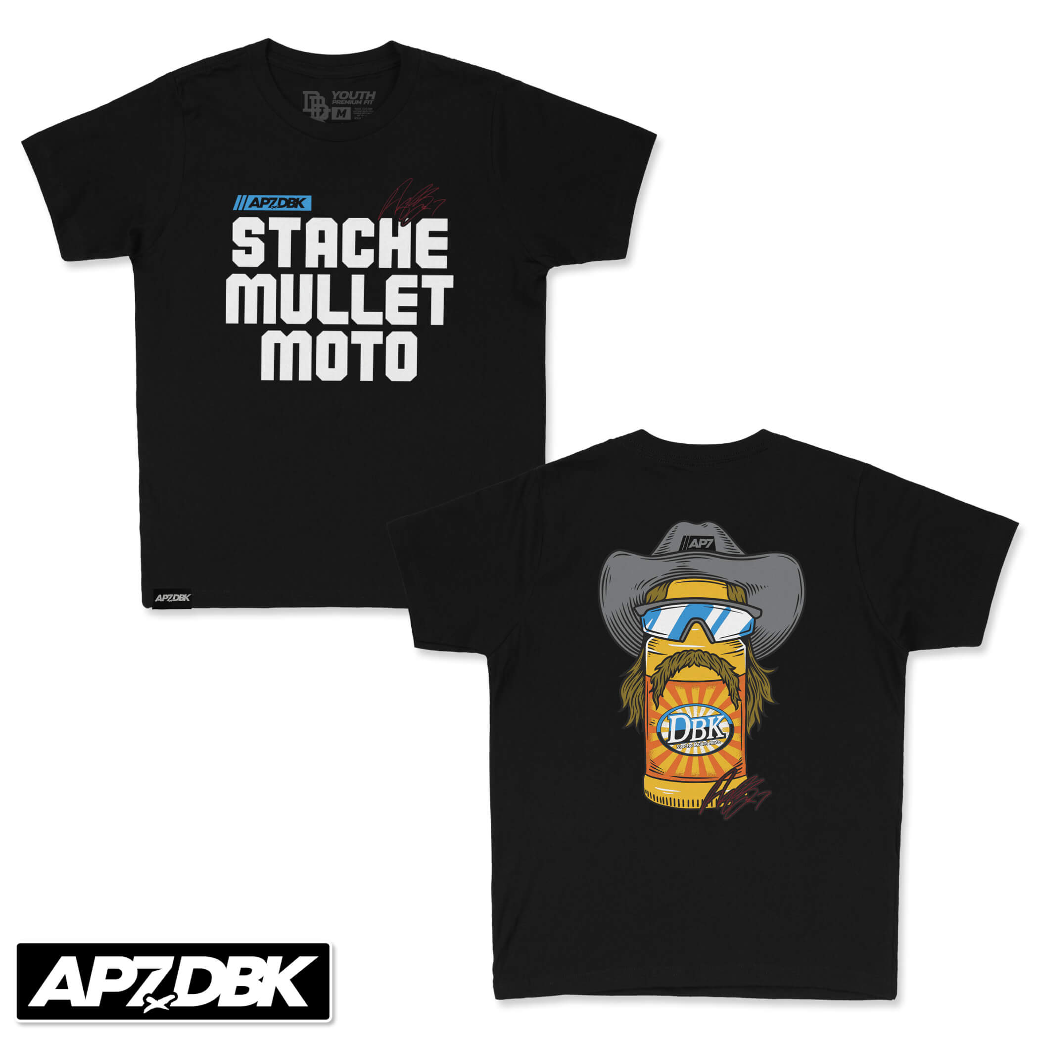 Stache Mullet Moto - AP7 Youth Premium Tee Hoodie, Sweatshirt | CoreVibeTees.com (Image 1)