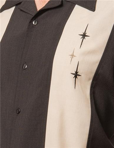 Three Star Panel Black Bowling Shirt by Steady Clothing Hoodie, Sweatshirt | CoreVibeTees.com (Image 2)