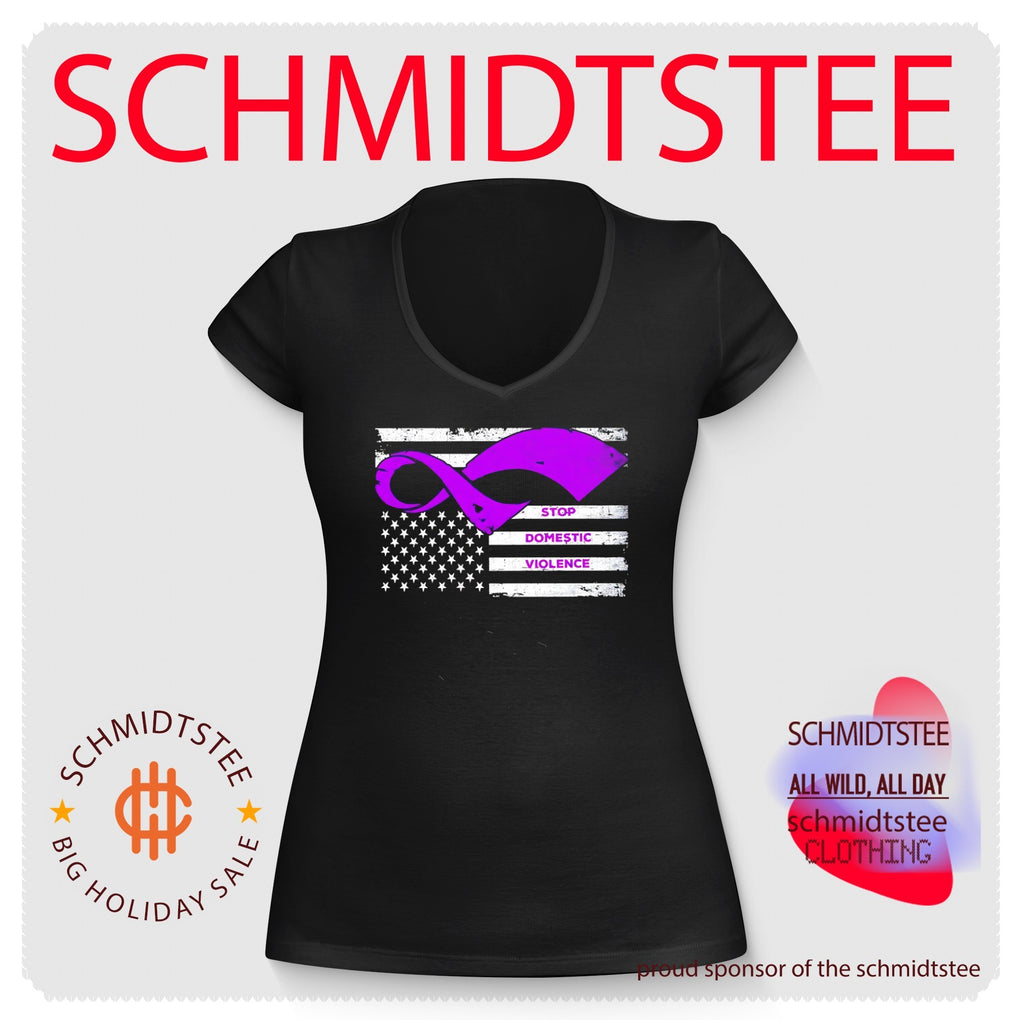 Stop domestic violence Purple Ribbon America flag shirt