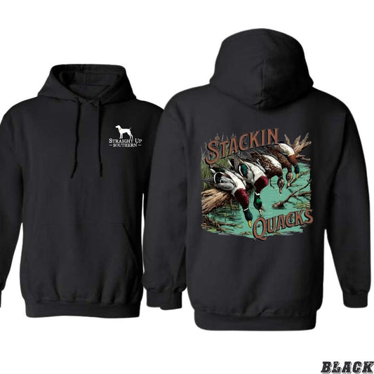 Straight Up Southern Hoodie - Stackin' Quacks Design Shirt - Trendy Hoodie for Men and Women Menswear Sweaters