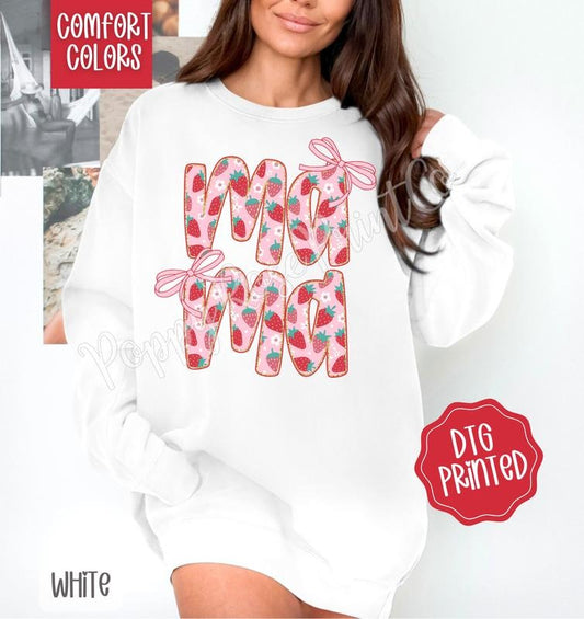 Strawberry Mama Comfort Colors Sweatshirt, Cute Summer Sweater, Trendy Women's Crewneck, Gift for Her