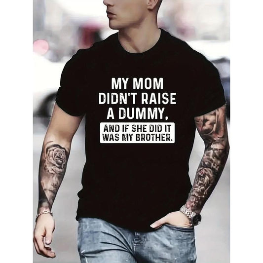 Stretch Opaque Fabric Bold Humorous Printed Men's Crew Neck T-Shirt for Teens Made in USA