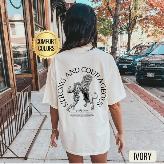 Strong And Courageous Shirt Comfort Colors Christian Pump Cover Trendy Oversized Christian Shirt Gym Workout Shirt Weightlifting Shirt Sleeve Womenswear Sweater