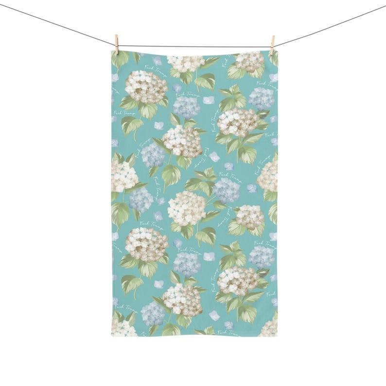 Subtle F*ck Trump Hand Towel, Hydrangeas Kitchen Towel, FDT 4687, Anti Trump Tea Towel, Political Home Decor, Democrat Mom Gift For Gardener
