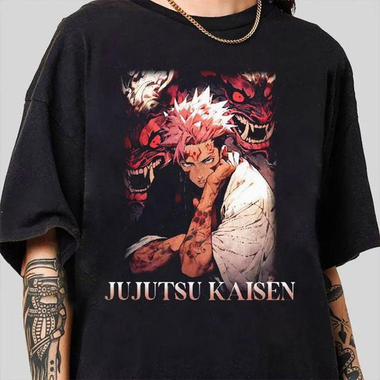 Sukuna Shirt Sweatshirt Hoodie T-shirt, Sukuna Ryomen Graphic Design shirt, JJK Anime shirt, JujutsuKaisen Anime Shirt, JJK T-Shirt, Crew Neck, Hoodie, Sweatshirt, Vintage 90s Anime Shirt Anime Lovers, Cotton Top Menswear Womenswear Gift For Fans Him Her.
