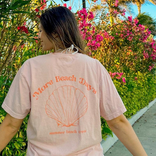 Summer Beach Crew Shirt, More Beach Days Shell Shirt, Summer Vacation Shirt, Beachy Tshirt, Trendy Shirt, Preppy Clothes, Oversized Tee, Indie Retro, Beach Aesthetic Shirt Casual Oversized Cotton Shirt for the Beach Comfort Fabric
