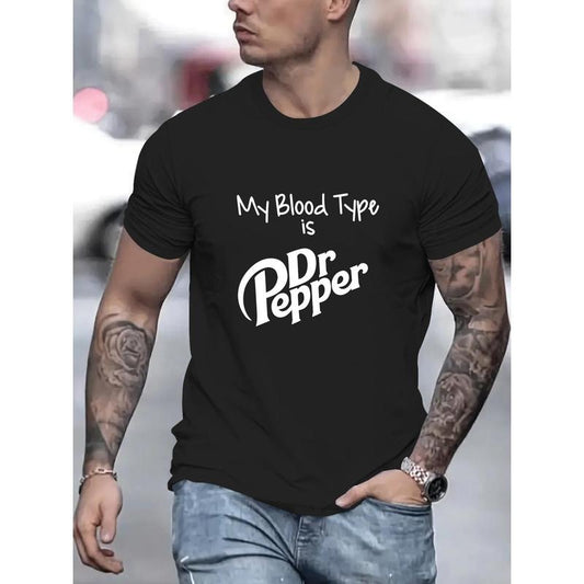 Breathable Classic Pepper Print T-shirt - Regular Fit, Short Sleeve, Crew Neck, Novel, Simple Style, Perfect for Spring/Summer Holiday Casual Vacation, Men's Casual Wear, Great Gift Ideas Made in USA
