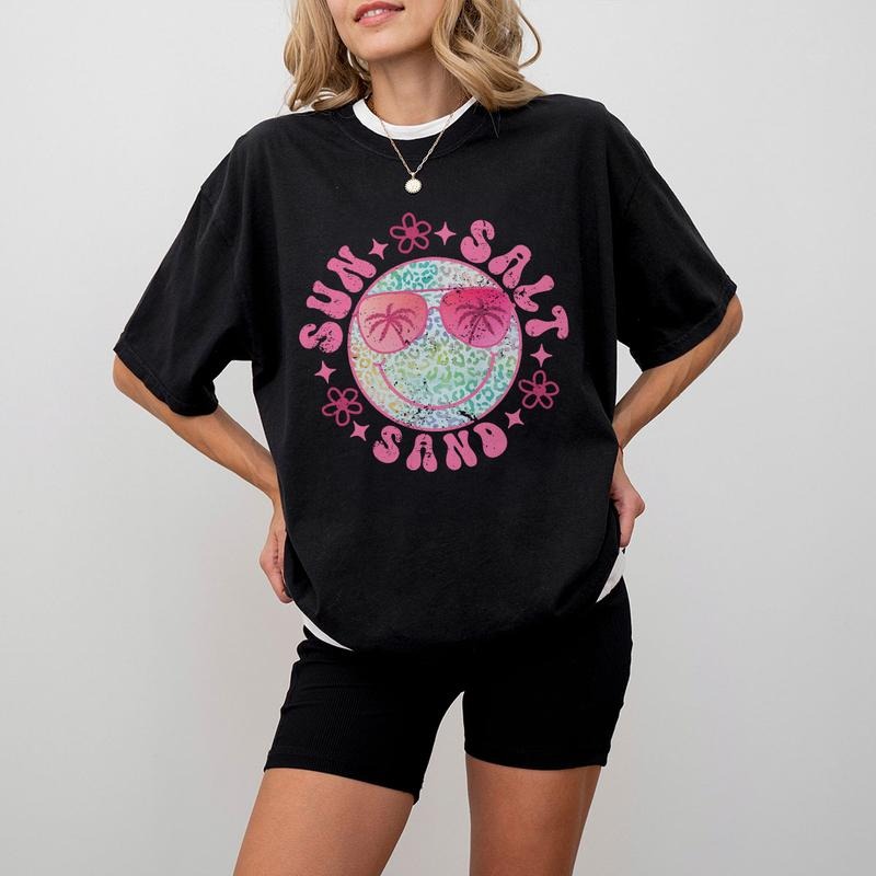 Sun Salt Sand Shirt, Summer Comfort T-Shirt, Beach Summer Tee, Smile Beach Summer Shirt, Trendy Beach Shirts for Women, Summer Vacation Shirts, Traveling Shirt, Beach Women Top
