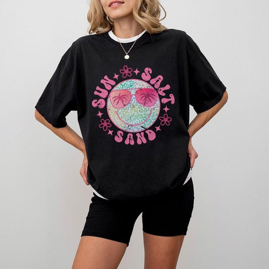 Sun Salt Sand Shirt, Summer Comfort T-Shirt, Beach Summer Tee, Smile Beach Summer Shirt, Trendy Beach Shirts for Women, Summer Vacation Shirts, Traveling Shirt, Beach Women Top