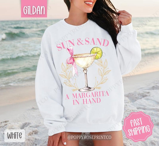 Sun and Sand Margarita Sweatshirt, Cute Cocktail Sweater, Trendy Margarita Crewneck