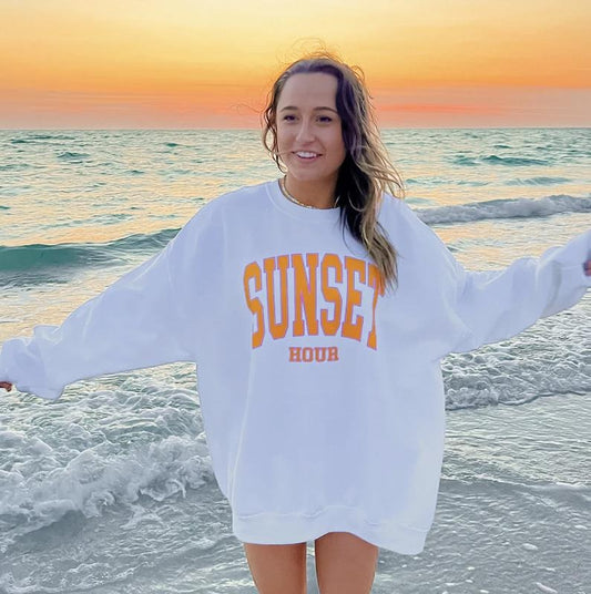 Sunset Hour Sweatshirt, Unisex Cotton Hoodie Oversized Womenswear, Trendy Sweatshirt, Oversized Hoodie Clothing Fit