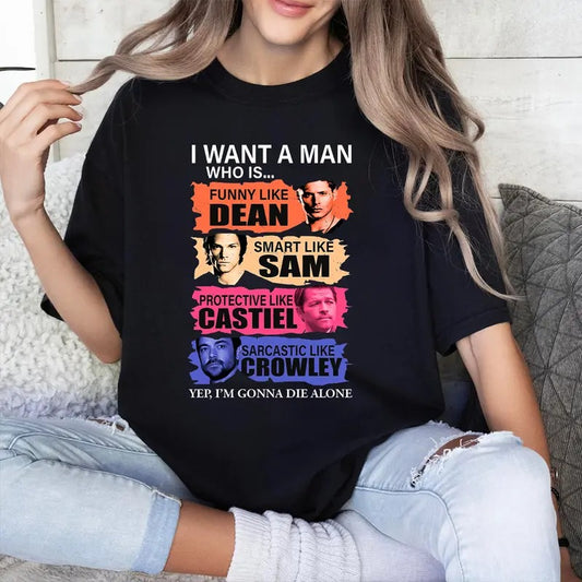Supernatural Sam And Dean T-Shirt, Winchester Brothers Shirt, Gift For Woman and Man Unisex T-Shirt  Casual Cotton Fabric Fashion
