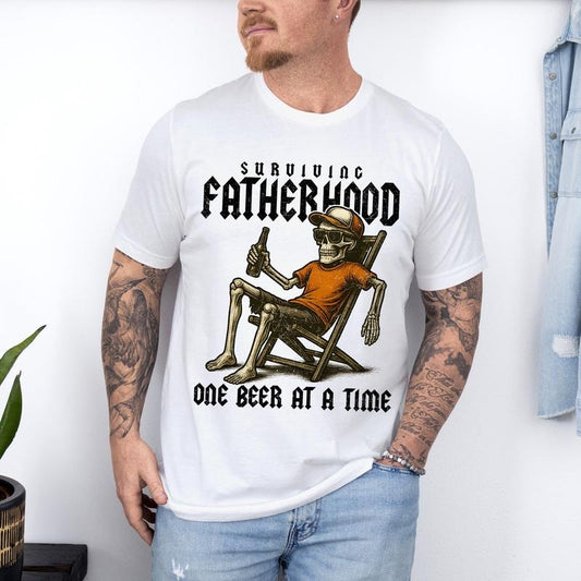 Surviving Fatherhood One Beer At A Time Shirt Funny Dad Shirt Skeleton Dad Shirt Drinking Husband Fatherhood Shirt Father's Day Gift  T-shirt, sweater and Hoodiestyle{n002}2