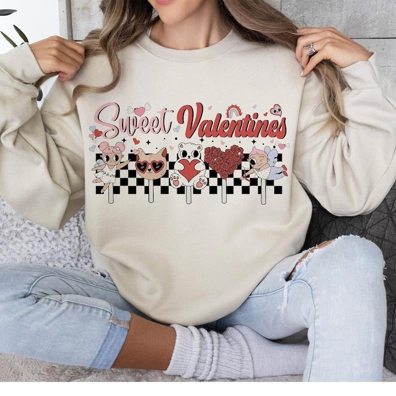 Sweatshirt Valentine Sweatshirts , Retro Valentine Sweatshirts , Groovy Valentine  , Love , Heart , Cute Valentine Sweatshirts