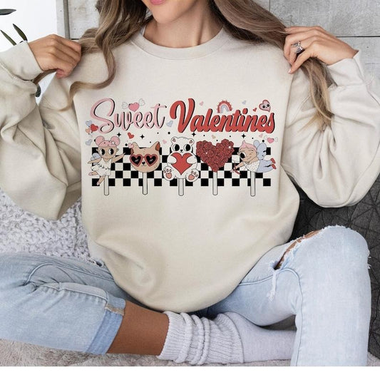 Sweatshirt Valentine Sweatshirts , Retro Valentine Sweatshirts , Groovy Valentine  , Love , Heart , Cute Valentine Sweatshirts