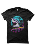 Synthwave Shark Jawesome Black T-Shirt Hoodie, Sweatshirt | CoreVibeTees.com