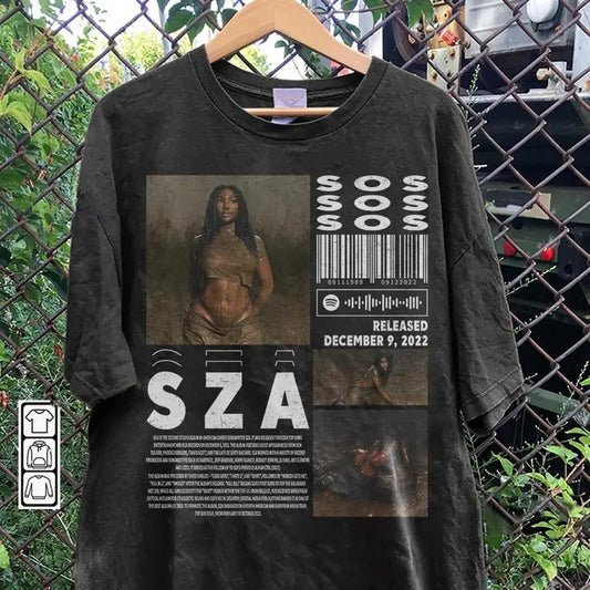 Sza Music Merch Shirt, Sza Sos Album 90s Tee, Sza Tour Rapper Gift Bootleg Inspired Sweatshirt Menswear Top