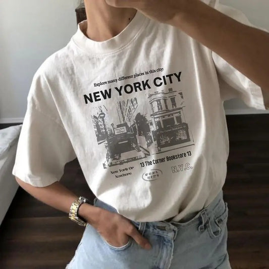 T-Shirt For Women Shirt New York City Graphic Tee NYC Shirt Cute Graphic Oversize Unisex T-Shirt All Size Top Womenswear