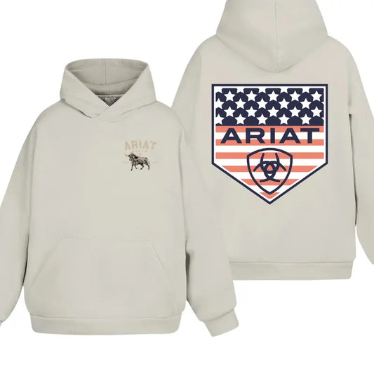 Ariat Denim With American Flag 2 Sides Hoodie/Sweatshirt/T-Shirt, For Men, For Women - Unisex Style, 100% Cotton unisex hoodie ariat logo