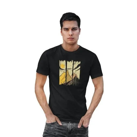 T-shirt Men Mountains Hiking Nature Sun Man Tshirt Gift Adventure Graphic Shirt Men Made in USA