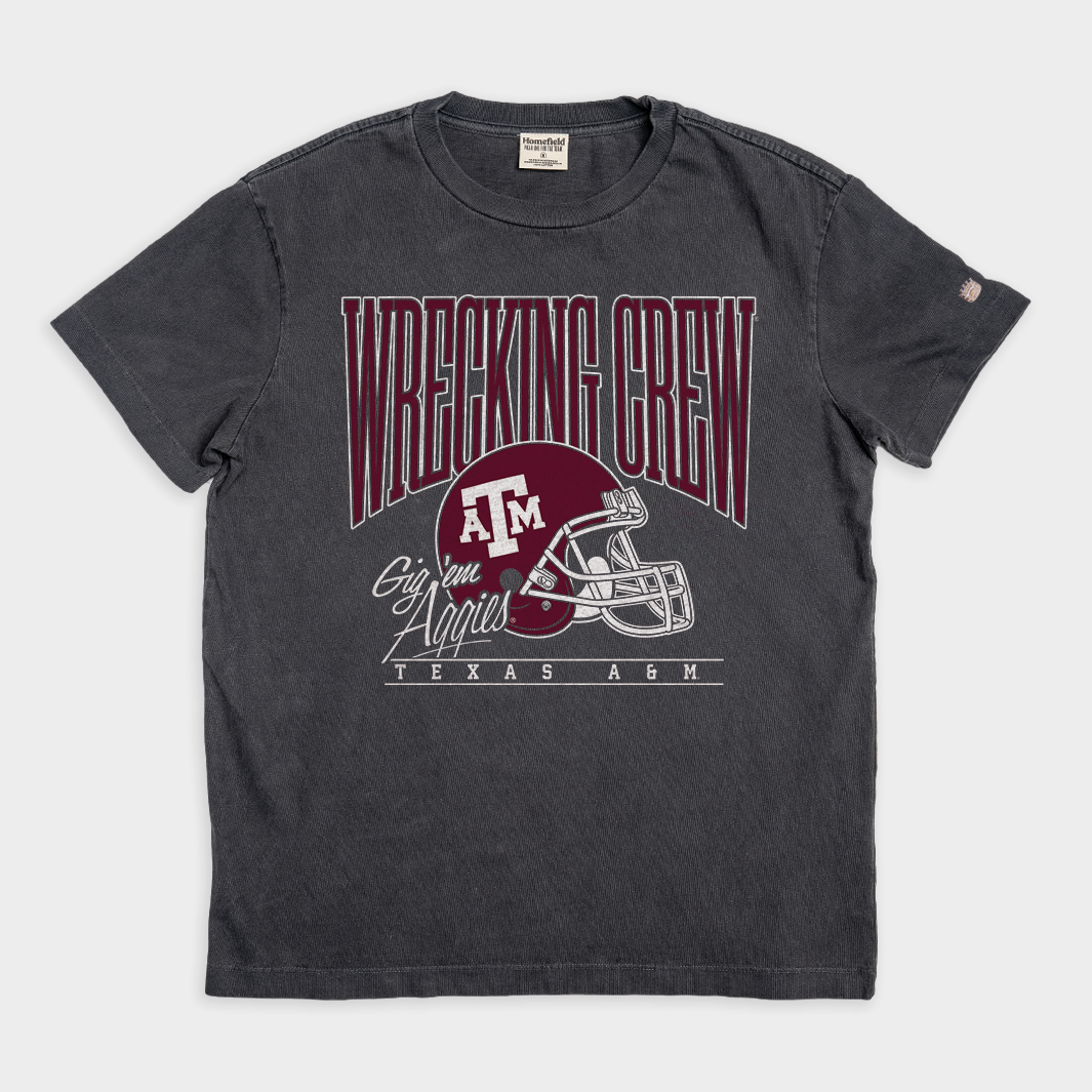 Texas A&M Football Wrecking Crew Vintage Heavyweight Tee Hoodie, Sweatshirt | CoreVibeTees.com (Image 1)