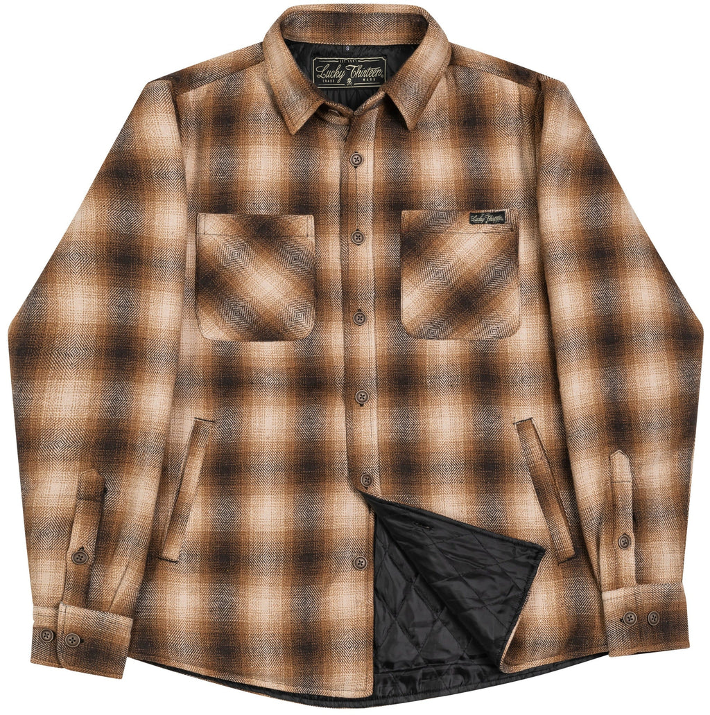 HONKY TONK Quilted Lined Flannel Shacket - COFFEE (LAST ONE - SMALL ONLY) T-Shirts, Hoodie, Sweatshirt (Image 1)