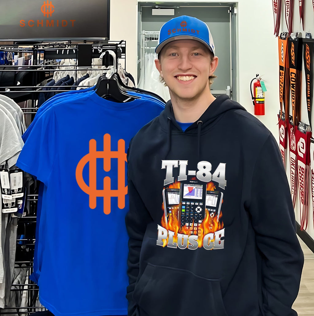 TI-84 Plus CE calculators on fire shirt