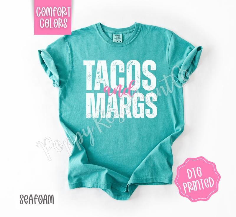 Tacos and Margs Comfort Colors Shirt, Cute Summer Tshirt, Trendy Margarita Tee, Gift for Her