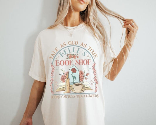 Tale As Old As Time Shirt, Belle's Book Shop Graphic Tee, Trendy Beauty And The Beast Shirt, Retro Magic Kingdom Shirt