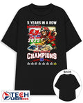 Tampa Bay Buccaneers 5 years in a row 2025 NFC South Champions mascot shirt