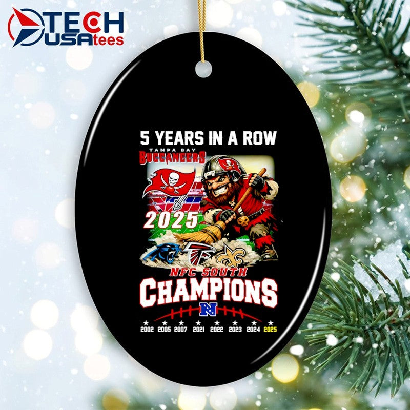 Tampa Bay Buccaneers 5 years in a row 2025 NFC South Champions mascot shirt