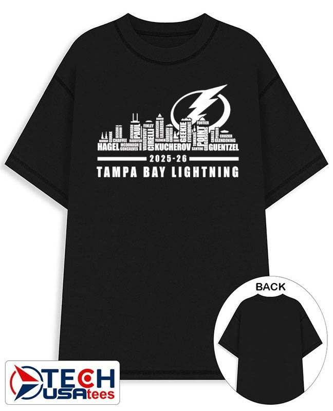 Tampa Bay Lightning 2025-2026 Season players name skyline shirt