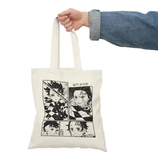 Tanjiro Kamado Tote bags, Tanjiro Water Breathing Canvas Tote Bag, Anime Lover Gift, Tanjiro Demon Slayers, Kimetsu No Yaiba Merchandise