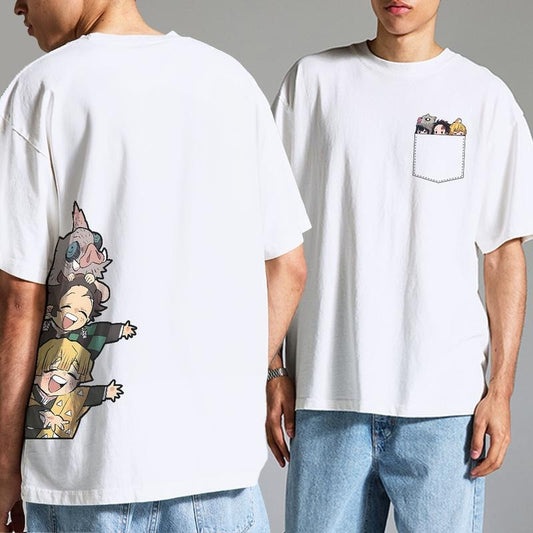 Tanjiro Zenitsu Inosuke funny pocket 2 sides T-shirt,  Demon Slayer Shirt,  To the Hashira Training shirt, Demon Slayer t-shirt, Kimetsu no Yaiba To the Hashira Training Shirt, Anime sweatshirt hoodie, Anime lover t-shirt Menswear