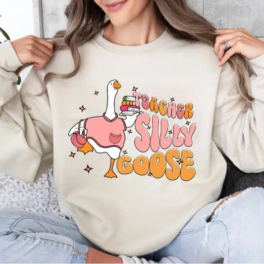 Teacher Silly Goose Sweatshirt, Teacher Silly Goose Shirt, Teacher Shirt, Gift For Teacher, Teacher Silly Goose, Silly Goose Club, Funny Goose Sweatshirt, Trendy Gift For Her, Unisex Shirt In All Sizes And Colors For Men and Women