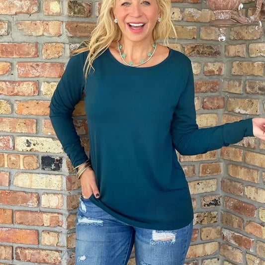 Teal Swoop Top