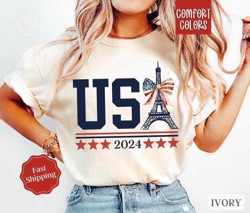 Team USA Shirt Comfort Colors,  Summer Olympics USA Gymnastics Shirt, Paris Olympics 2024 Tshirtstyle{n002}4