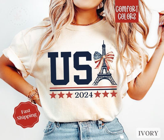 Team USA Shirt Comfort Colors,  Summer Olympics USA Gymnastics Shirt, Paris Olympics 2024 Tshirtstyle{n002}4
