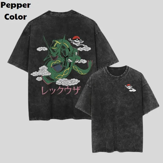 Tempest Rayquaza Vintage Tee, Rayquaza 2-Sided T-Shirt, Pokemon Graphic Tees, Sweatshirt, Hoodie, Unisex Anime Shirt Menswear Womenswear Streetwear