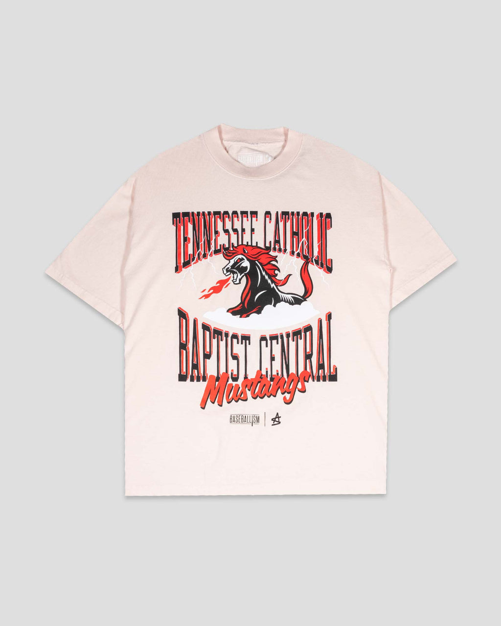 Tennessee Catholic Baptist Central Oversized T-Shirt (Pink) (Image 1)