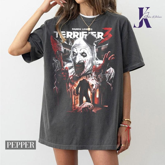Terrifier 3 Merry Mayhem Comfort Colors Shirt, Vintage 90s Halloween Shirt, Halloween Movie Shirt, Halloween Horror Shirtstyle{n002}2